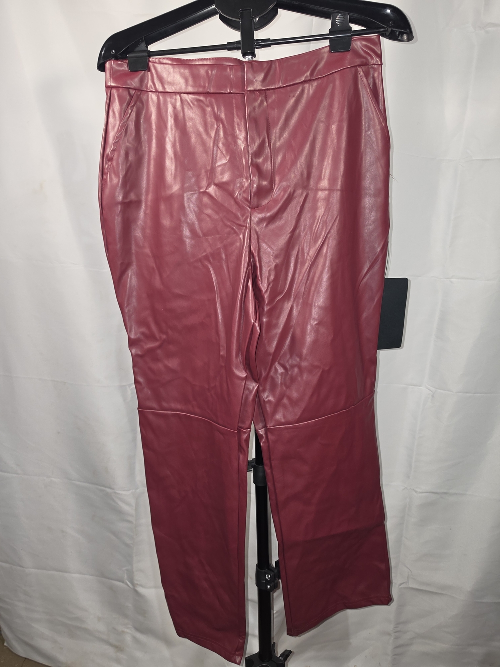 Lulu's Open Minded Vegan Leather High Waisted Trousers in Rich Burgundy